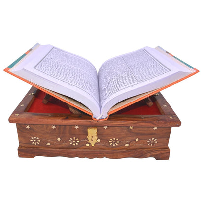 Santarms Wooden Quran Box with Holy Quran Book for Ramadan or Eid al-Fitr, Qadr Night
