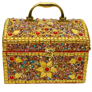 Santarms Premium Luxury Bangle Box Rajwada style Jewellery and Makeup Kit Organizer for Women Vanity Elegance Golden Marrige Designed showpieces Home Decoration Handicraft Make Bride Beauty singardani