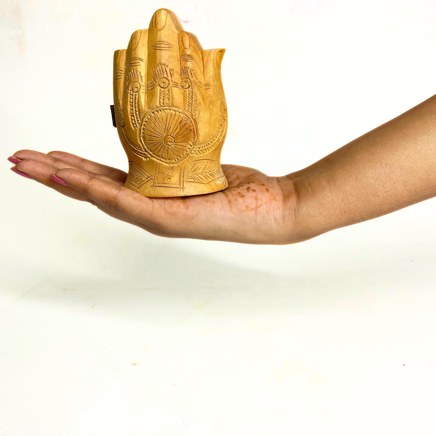 santarms Wooden Laxmi Ganesha Murti in Namaste Shape for Diwali Puja and Home Décor | Handcrafted Decorative Idols for Temple, Office, and Festive Gift – Pack of 1