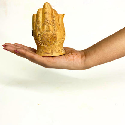 santarms Wooden Laxmi Ganesha Murti in Namaste Shape for Diwali Puja and Home Décor | Handcrafted Decorative Idols for Temple, Office, and Festive Gift – Pack of 1