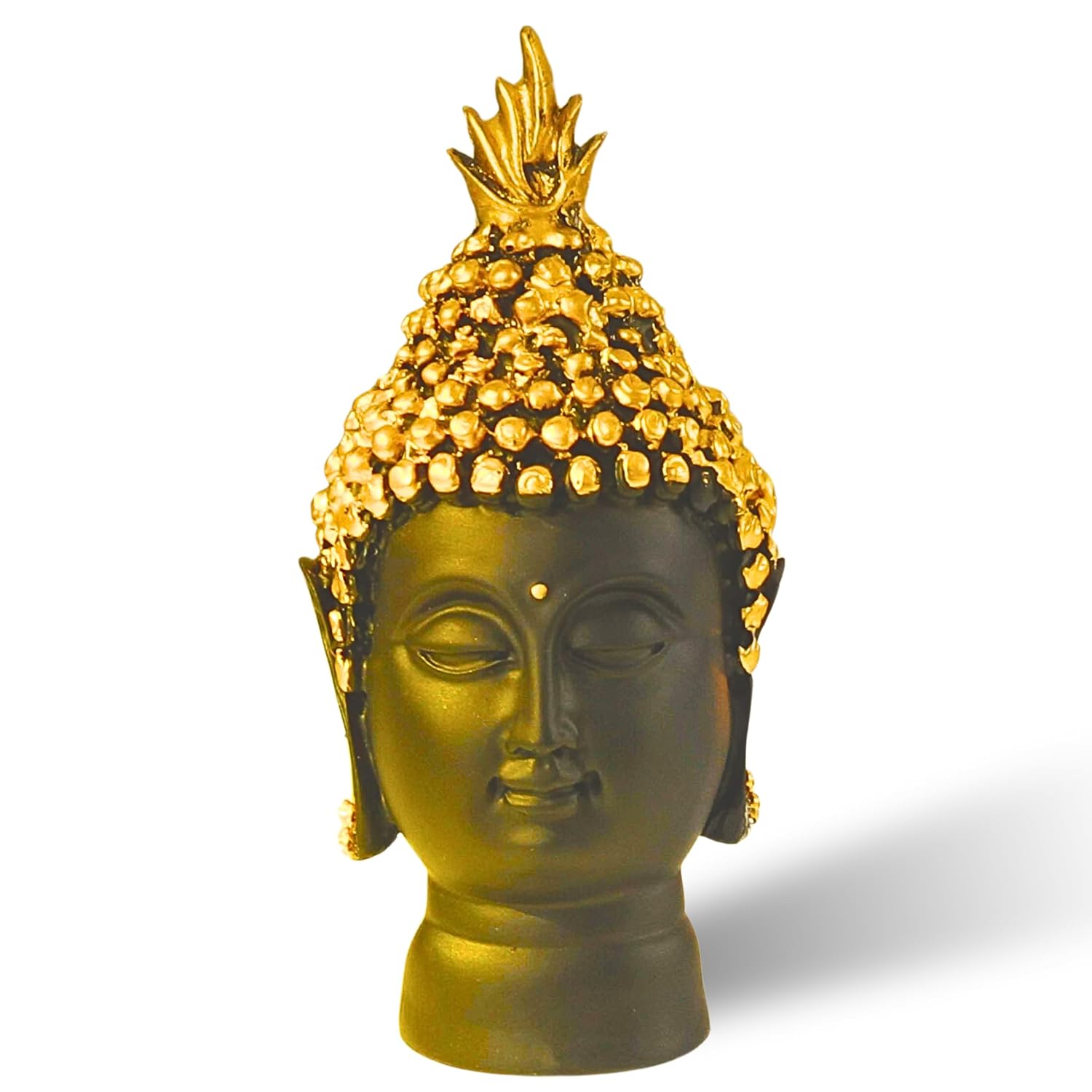 santarms Buddha Head Idol Statue Showpiece (Golden, 13.7 cm X 6.3 cm) - Decoration Items for Home Decor Mandir Temple Pooja Room Living Room Table Office Decorative Gifts