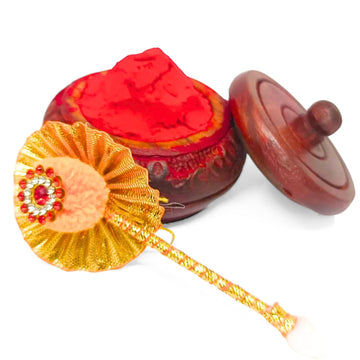 santarms wooden kumkum box shringar box | sindoor dabbi - kumkum dabbi handcraft sindoor refilable wooden sindur dani return gifts for women pooja items for home | 2.5 inch - small