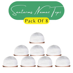 santarms Islamic Prayer Kufi Muslim Cap for Men or boy namaz topi for namaz (8 Cap) White