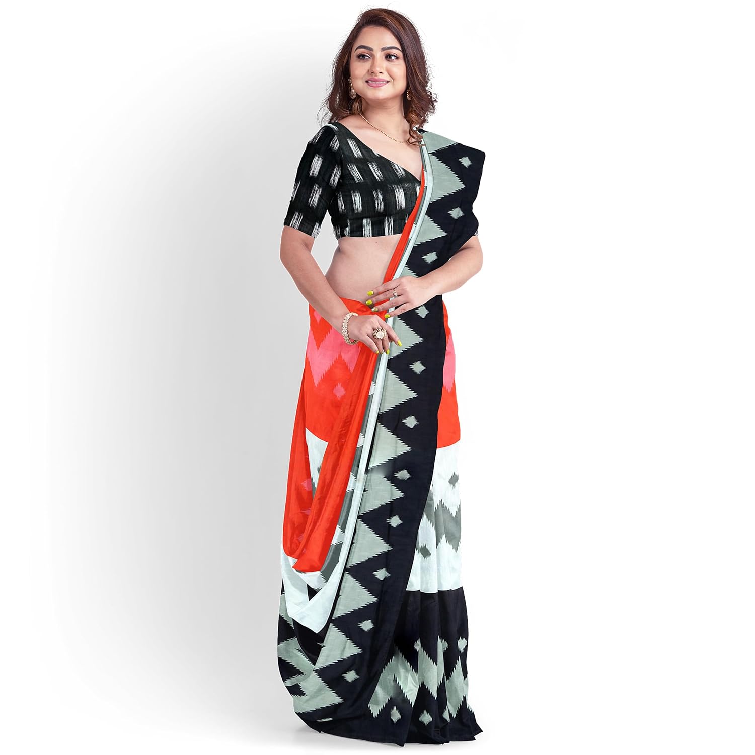 Hira Silk Cotton Saree for Women, Printed Saree/Sari with Unstitched Blouse Piece