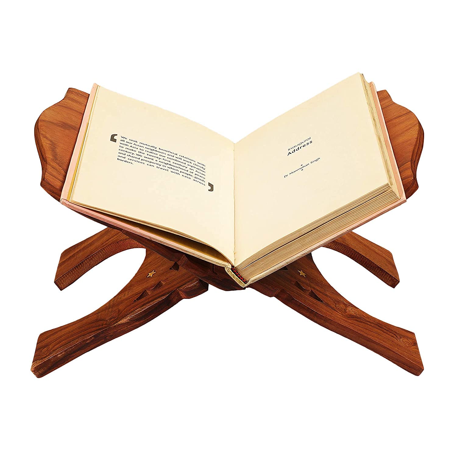 Santarms Wooden Holy Quran Sharif Book Reading Holder Rihal Stand Foldable | Handmade Quraan Stand Folding Rehal Best Kuran Shelf Rahel Items for Bride Size : 12 Inch