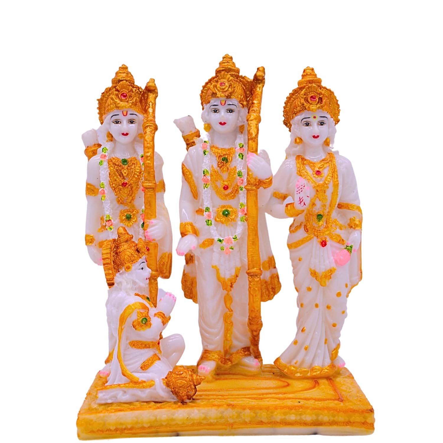 santarms Majestic Ram Darbar Murti for Home - Exquisite Marble Dust Lord Ram Darbar Statue