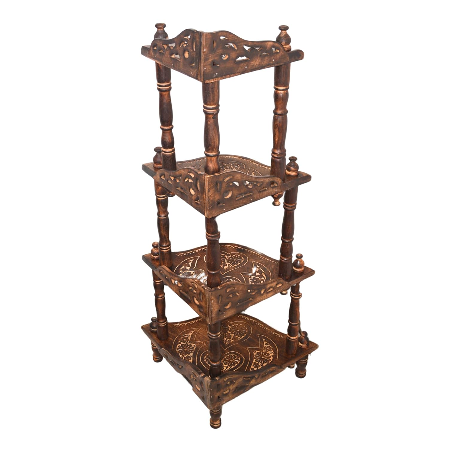 santarms Corner Shelf 4 Rack Wooden Wall Shelves Corner Shelf - Organize and Decorate Your Living Room, Kitchen, Bedroom