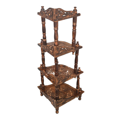 santarms Corner Shelf 4 Rack Wooden Wall Shelves Corner Shelf - Organize and Decorate Your Living Room, Kitchen, Bedroom