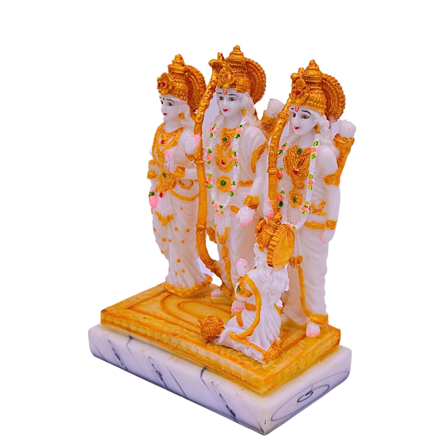 santarms Majestic Ram Darbar Murti for Home - Exquisite Marble Dust Lord Ram Darbar Statue