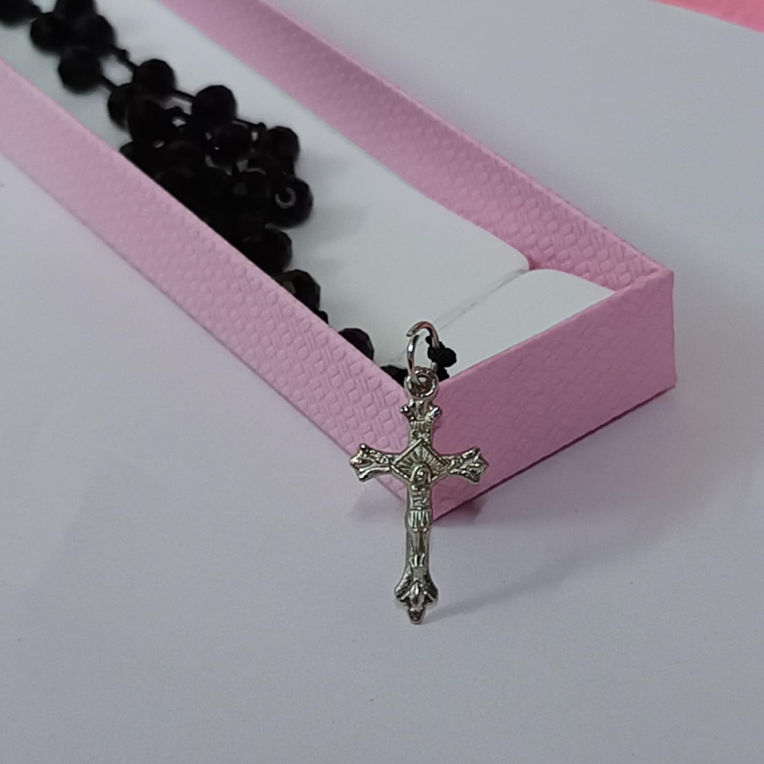 santarms Jesus cross Catholic Praying Rosary chain Jesus Christ Cross Christian Antique Locket mala Necklace Christmas Religious for use Men and Women, Pack of 1