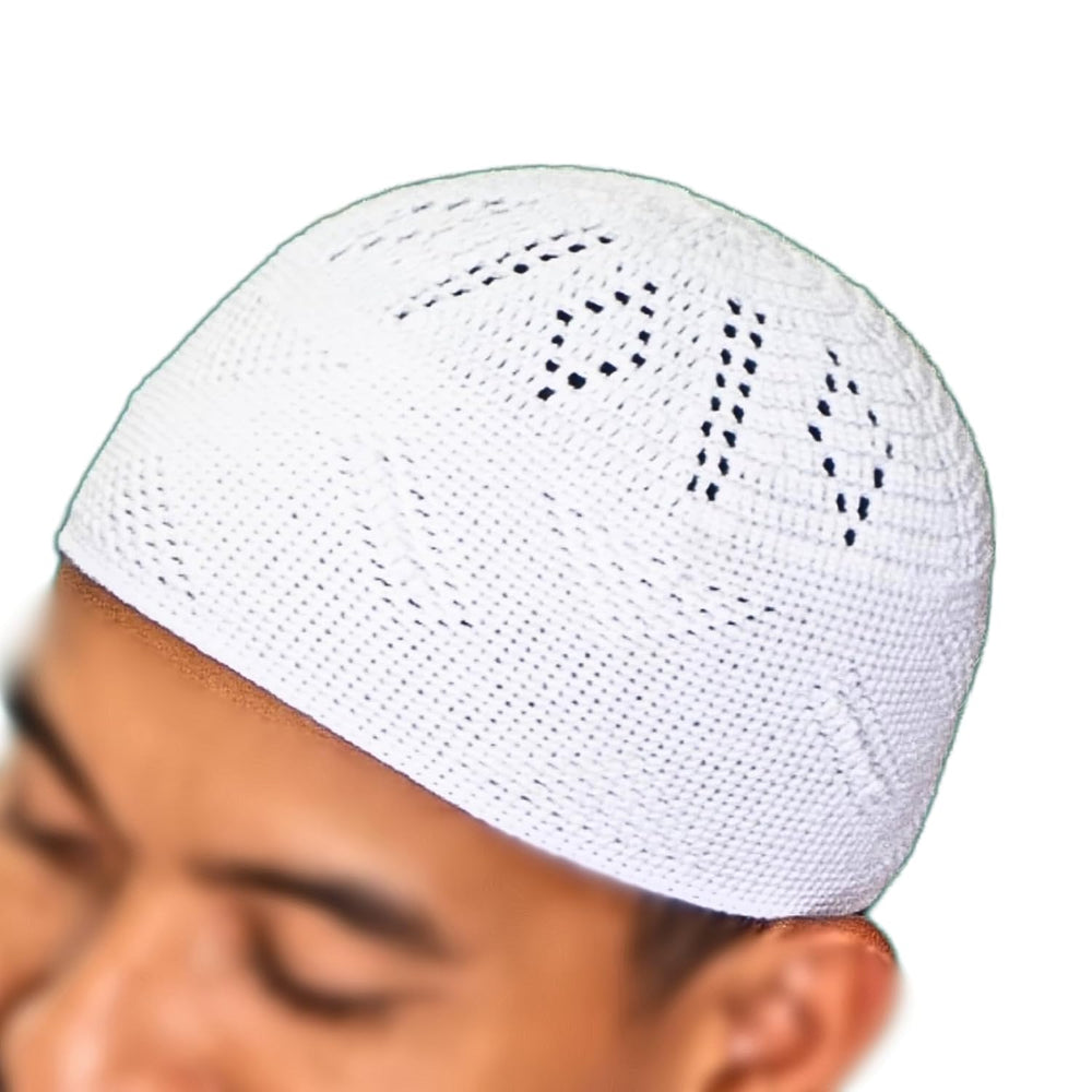 santarms Islamic Prayer Kufi | Muslim Cap for Men and Boys | Comfortable Namaz Topi for Prayer | Combo White