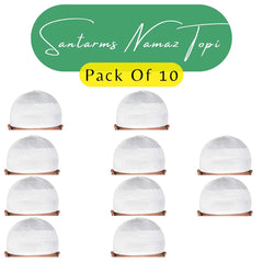 santarms "Islamic Prayer Kufi Muslim Cap for Men and Boys | White Namaz Topi with Elegant Design Comfortable for Daily Prayers and Religious Occasions Pack of 10 Caps