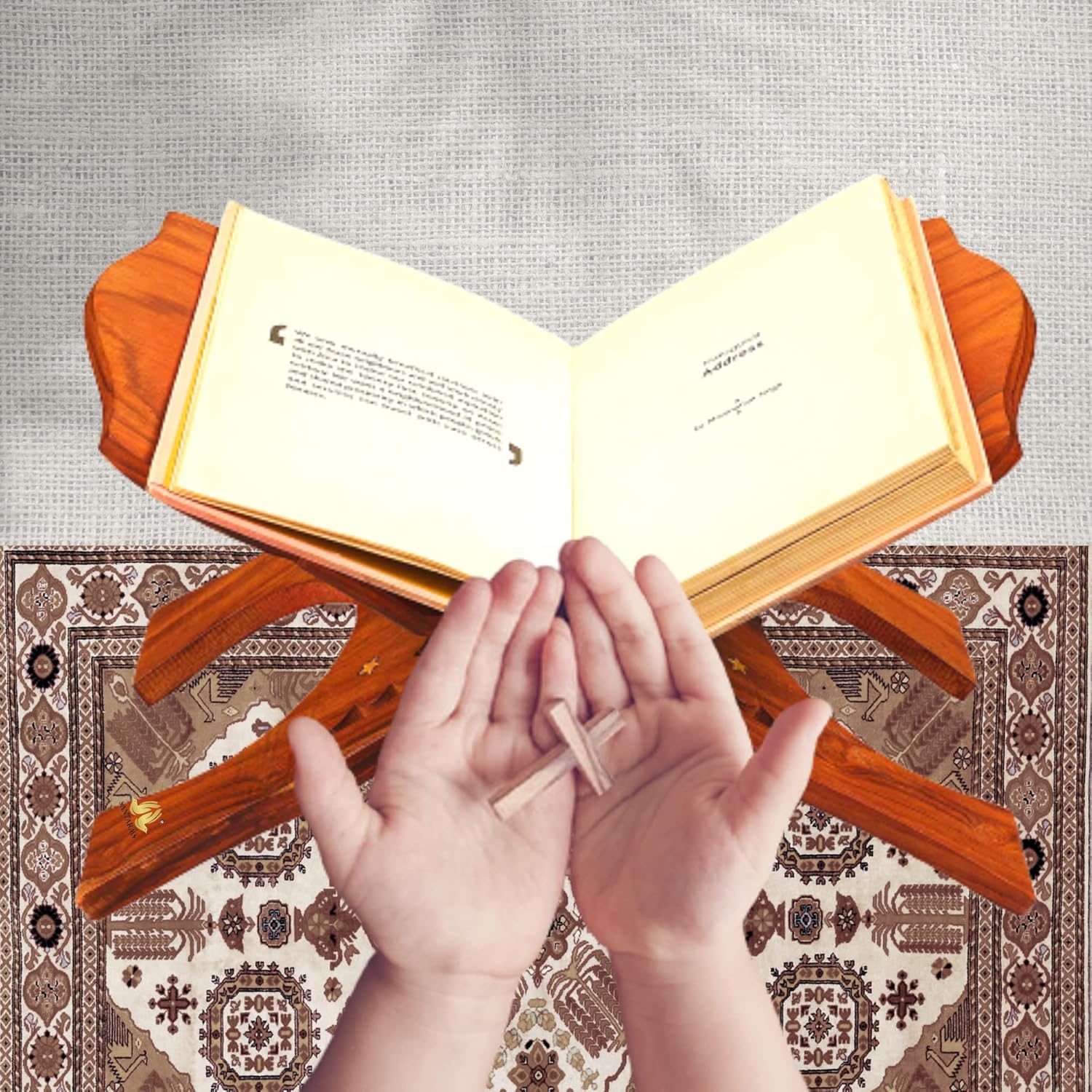 Santarms Wooden Holy Quran Sharif Book Reading Holder Rihal Stand Foldable | Handmade Quraan Stand Folding Rehal Best Kuran Shelf Rahel Items for Bride Size : 12 Inch