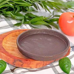 santarms sizzler Plate with Wooden Stand Sizzler Plate with Dish Sizzling