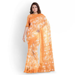 Hira Silk Saree for Women, Printed Silk Saree/Sari with Unstitched Blouse Piece (Yellow)