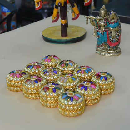 santarms Ramcharitmanas Geeta Press Gorakhpur Book or Ram Charit Manas with Set of 12 Kumkum Boxes/Sindoor Dabbi - Traditional Hindu Religious Book and Decorative Sindoor Containers for Pooja