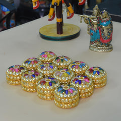 santarms Ramcharitmanas Geeta Press Gorakhpur Book or Ram Charit Manas with Set of 12 Kumkum Boxes/Sindoor Dabbi - Traditional Hindu Religious Book and Decorative Sindoor Containers for Pooja