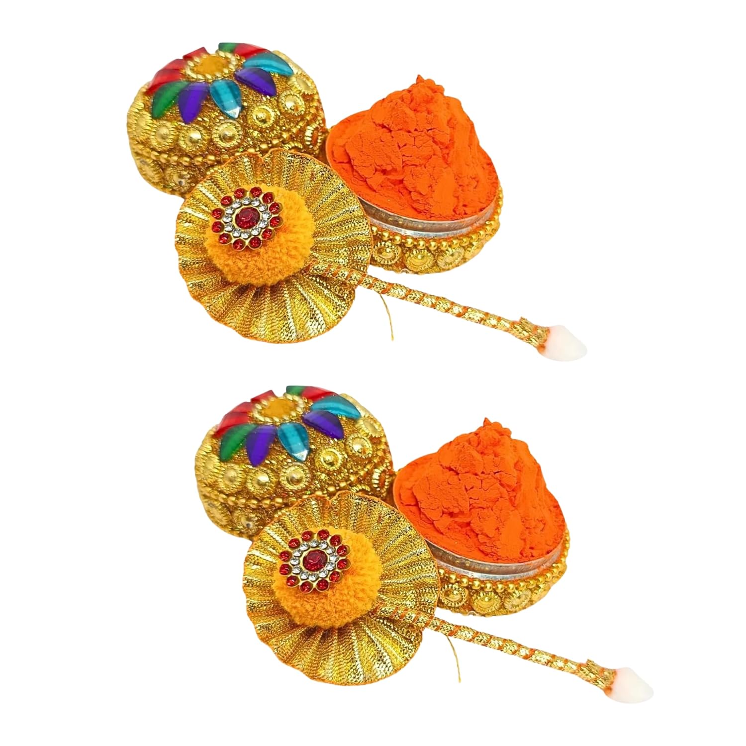 Santarms Aluminium Kumkum Box with Free 10gm Each Pila Sindoor and Sticks