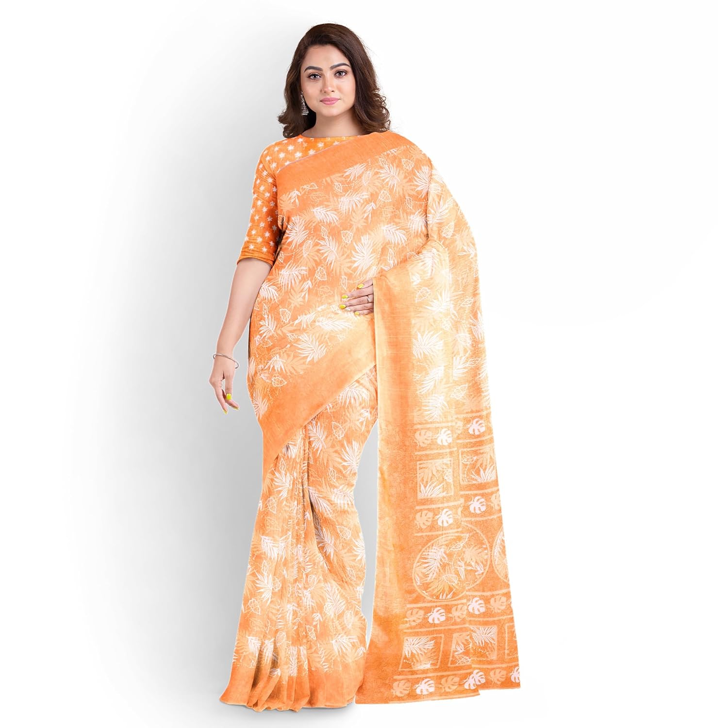 Hira Silk Saree with Unstitched Blouse, Kumkum Box and Sindur for Women