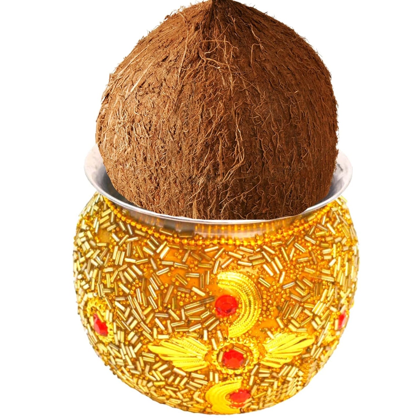 Santarms Handcrafted Home Pooja Kalash Lota for Festival Beautiful Handcraft Decorated Lota - Kalash - Chambu - Tumbler for Pooja, Pongal, Sankranti Puja, Wedding Marriage, Diwali