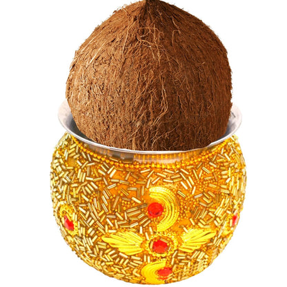 Santarms Handcrafted Home Pooja Kalash Lota for Festival Beautiful Handcraft Decorated Lota - Kalash - Chambu - Tumbler for Pooja, Pongal, Sankranti Puja, Wedding Marriage, Diwali
