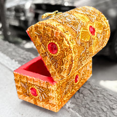 santarms Golden Small Vanity Gift Box – Perfect for Jewelry, Watches, Earrings, Accessories, and Return Gifts – Elegant and Luxurious Gift Box for Special Occasions