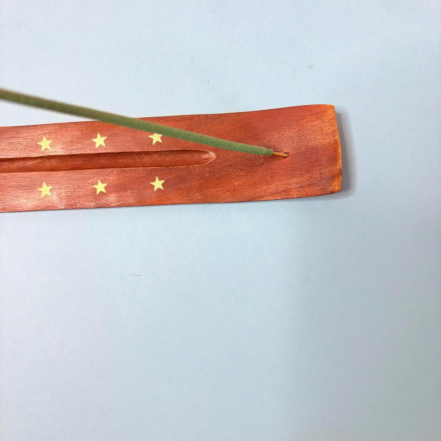 Santarms Handmade Wooden Incense Stick Holder – Agarbatti Stand Ash Catcher with Floral Design for Home Office Temple Decoration Meditation Yoga - 10 * 1.5 inch