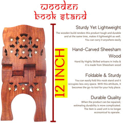 Santarms Wooden Holy Bible Books Stand Foldable | Book for Reading Rihal Best Gift Bride or Bridal - Geeta Gita Quran Box Sharif Bibal Granth Saheb Rehal Ramayan Prayer Documents Stands Size: 12 Inch