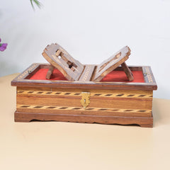 Santarms Wooden Holy Quran Box with rehal for Holy Quran Pak Book Stand - Quran Sharif Box with rihal