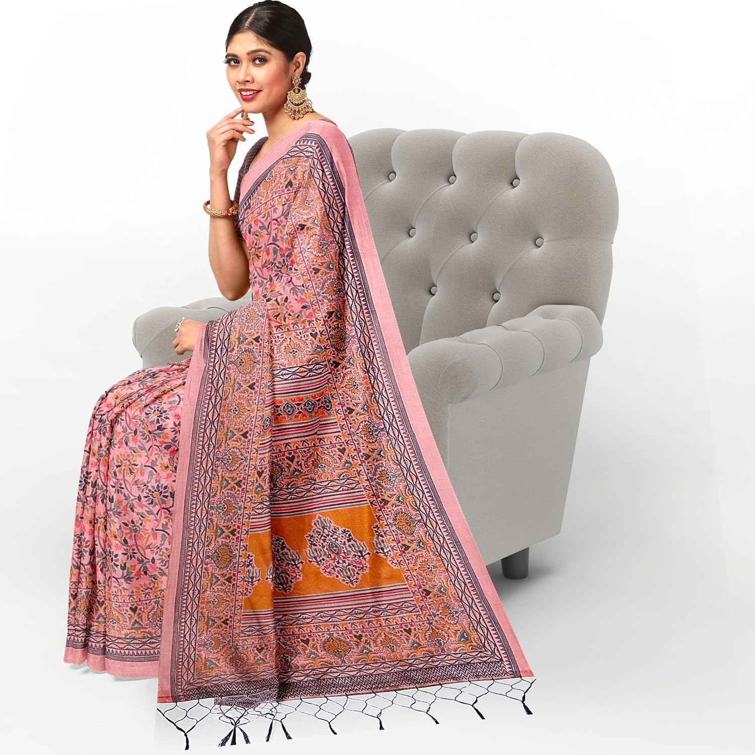 Hira Silk Kalamkari Saree for Women with Unstitched Blouse Piece - Pack of 2