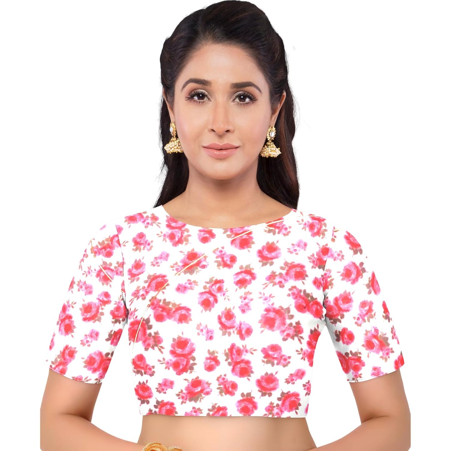 Hira Silk Organza Saree for Women, Printed Shiny Sari with Unstitched Blouse Piece for Women