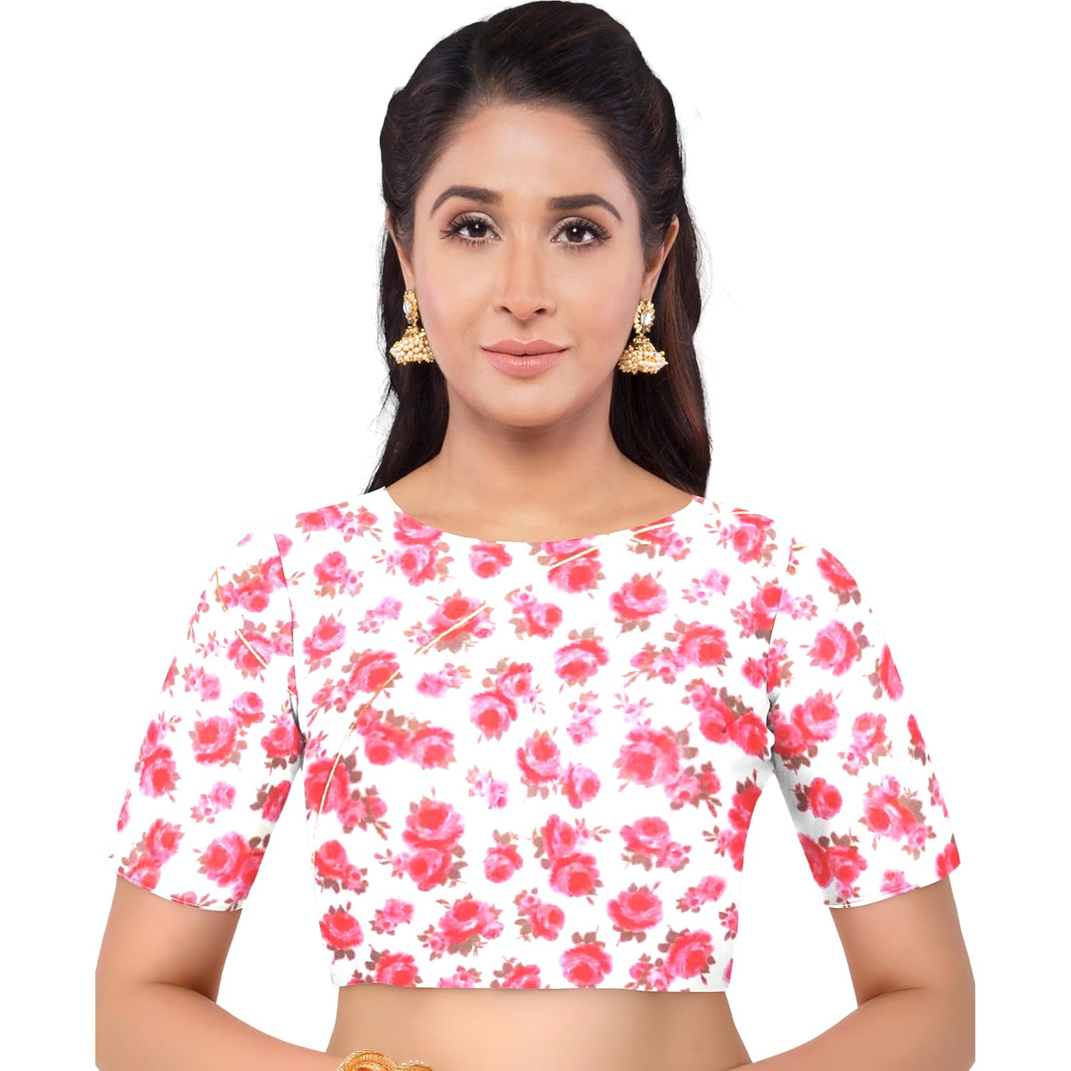 Hira Silk Organza Saree for Women, Printed Shiny Sari with Unstitched Blouse Piece for Women