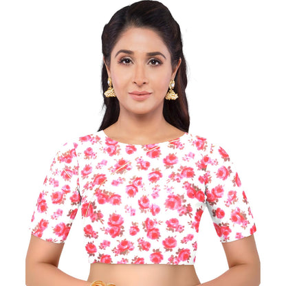 Hira Silk Organza Saree for Women, Printed Shiny Sari with Unstitched Blouse Piece for Women