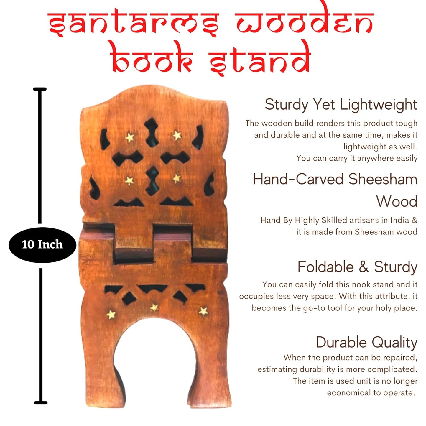 Santarms Ramayan Stand Wooden Holder or Rehal (10 Inch)
