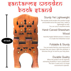 Santarms 10 inch Wooden Book Stand for Reading holy Books Holder Bible Quran ramayan Geeta Bookstand rehal rihal Pooja