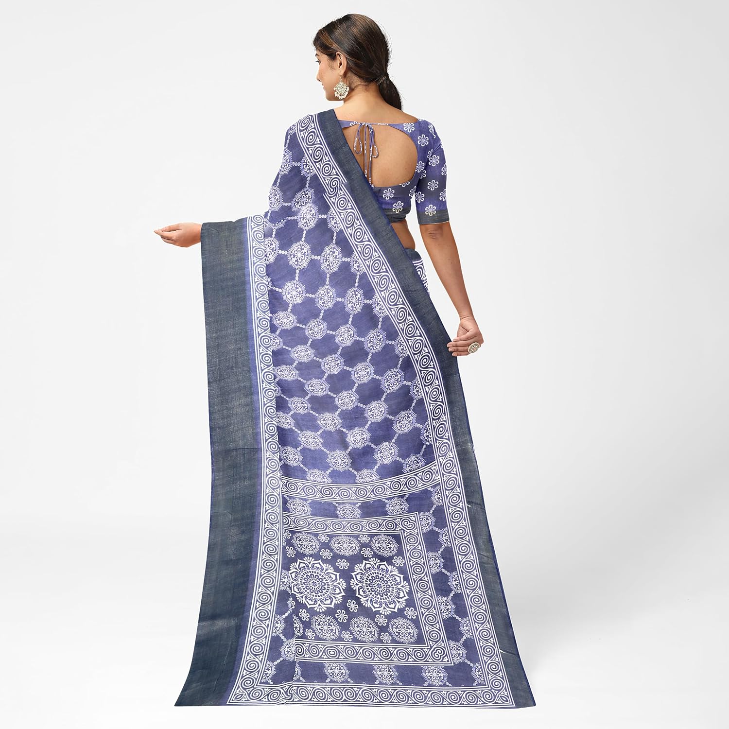 Hira Silk Saree for Women, Printed Cotton Saree/Sari with Unstitched Blouse Piece