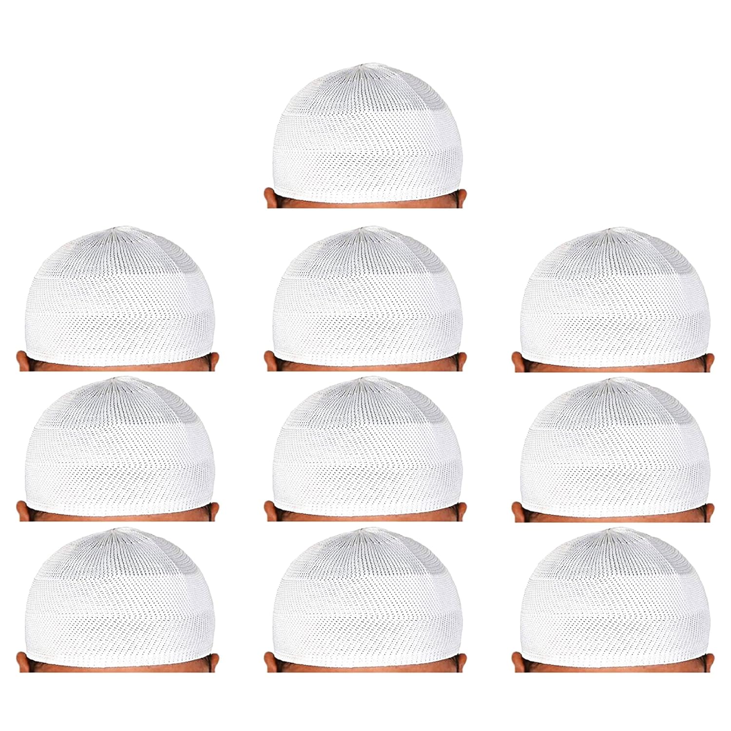 santarms "Islamic Prayer Kufi Muslim Cap for Men and Boys | White Namaz Topi with Elegant Design Comfortable for Daily Prayers and Religious Occasions Pack of 10 Caps