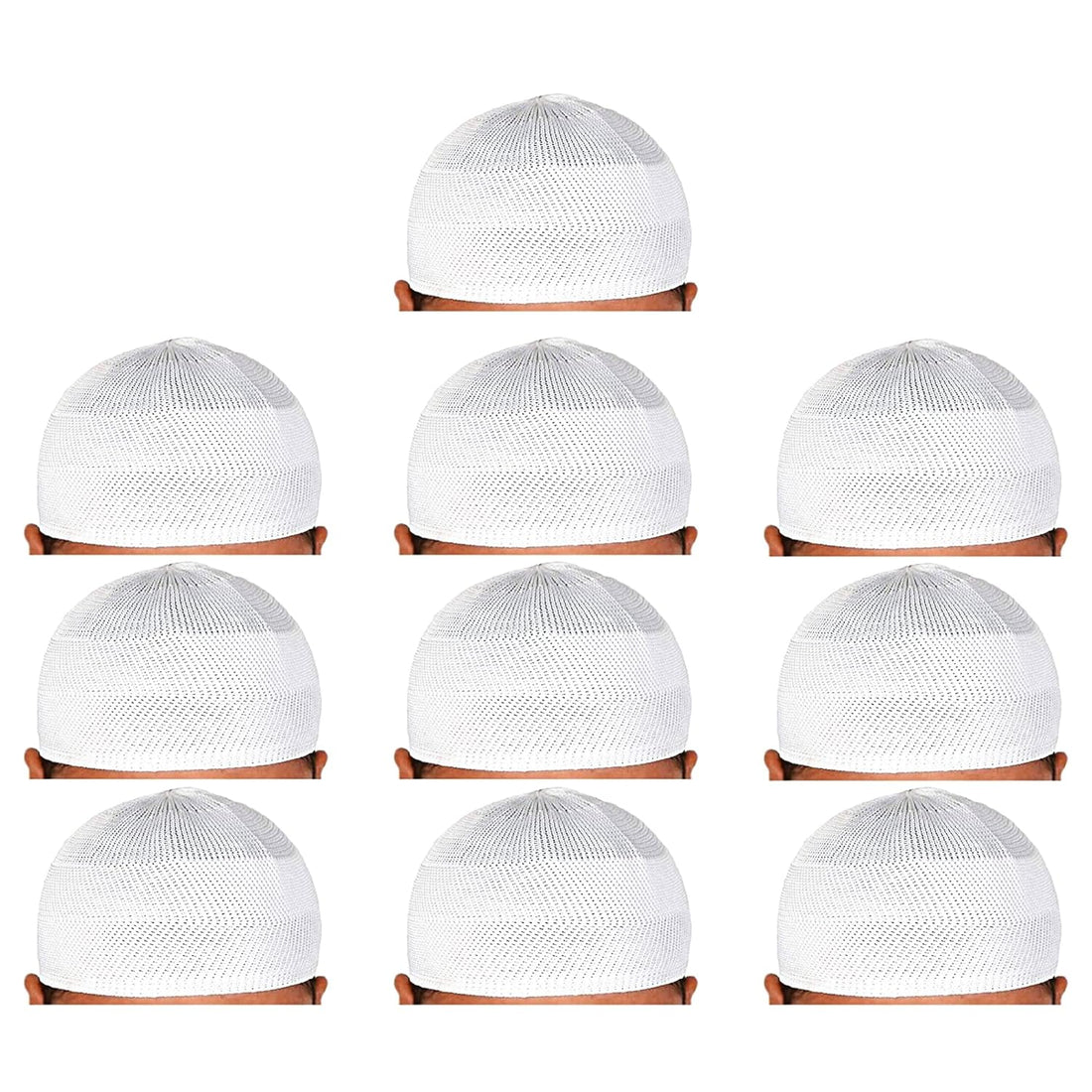 santarms "Islamic Prayer Kufi Muslim Cap for Men and Boys | White Namaz Topi with Elegant Design Comfortable for Daily Prayers and Religious Occasions Pack of 10 Caps