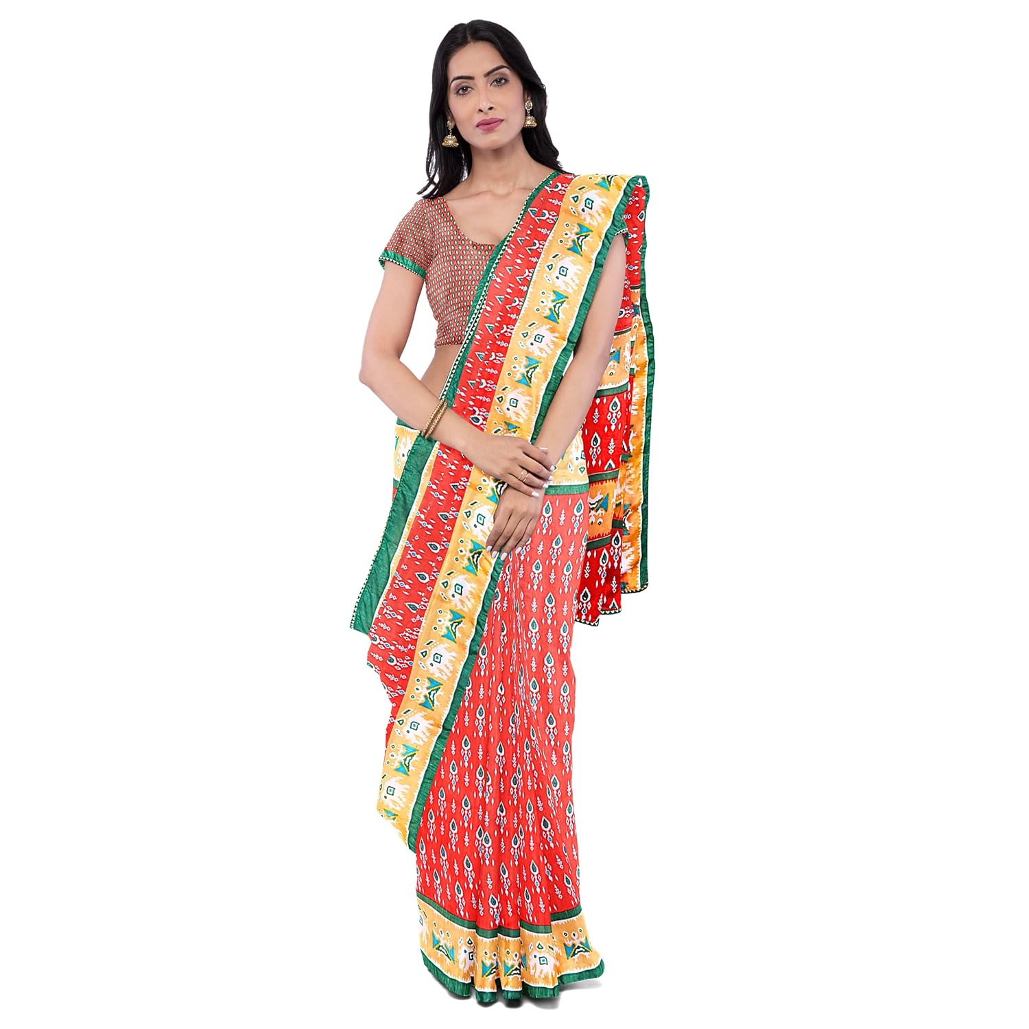 Hira Silk Saree for Women, Printed Silk Saree/Sari with Unstitched Blouse Piece Multi