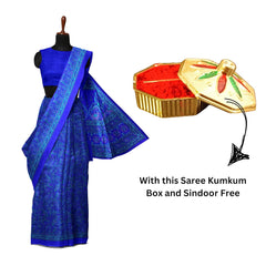 Hira Silk Air Line Crepe Silk Saree with Unstitched Blouse, Kumkum Box and Sindur for Women - Combo Pack