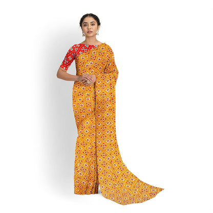 Hira Silk Printed Saree for Women, Tussar Silk Saree/Sari with Unstitched Blouse Piece
