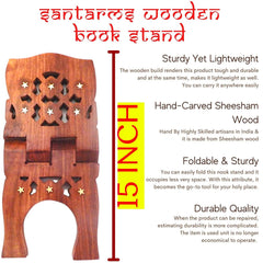 Santarms Book Stand for Reading | Holder Bible Home Rehal Quran Ramayan Wooden Geeta Granth Best Gift Grah Parvesh (15 INCH)
