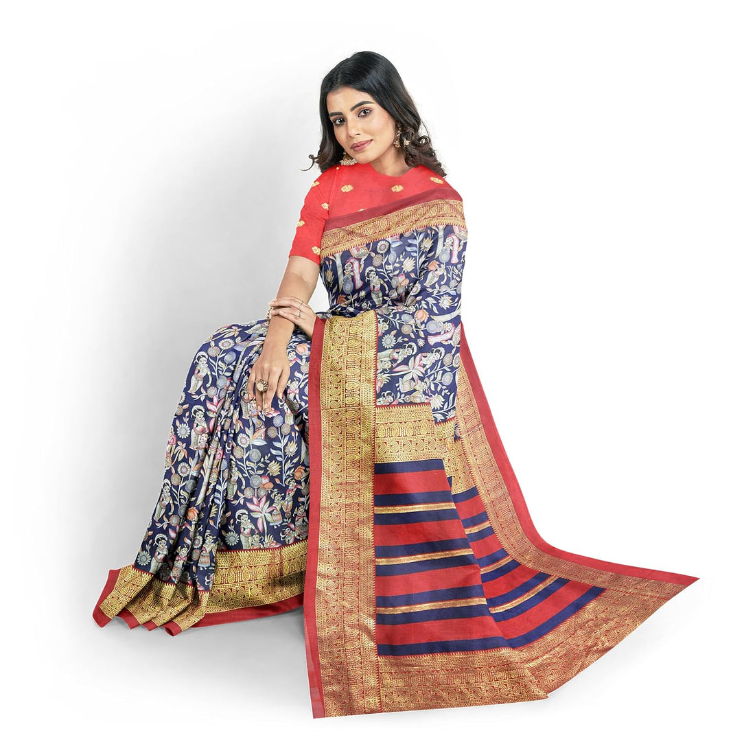 Hira Silk Printed Saree for Women, Cotton Silk Saree/Sari with Unstitched Blouse Piece
