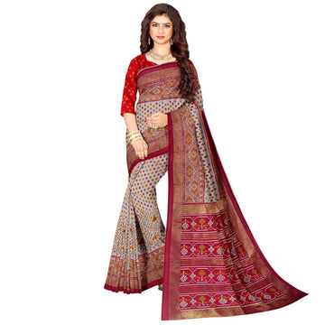 Hira Silk South Cotton Saree with Unstitched Blouse, Kumkum Box and Sindoor for Women