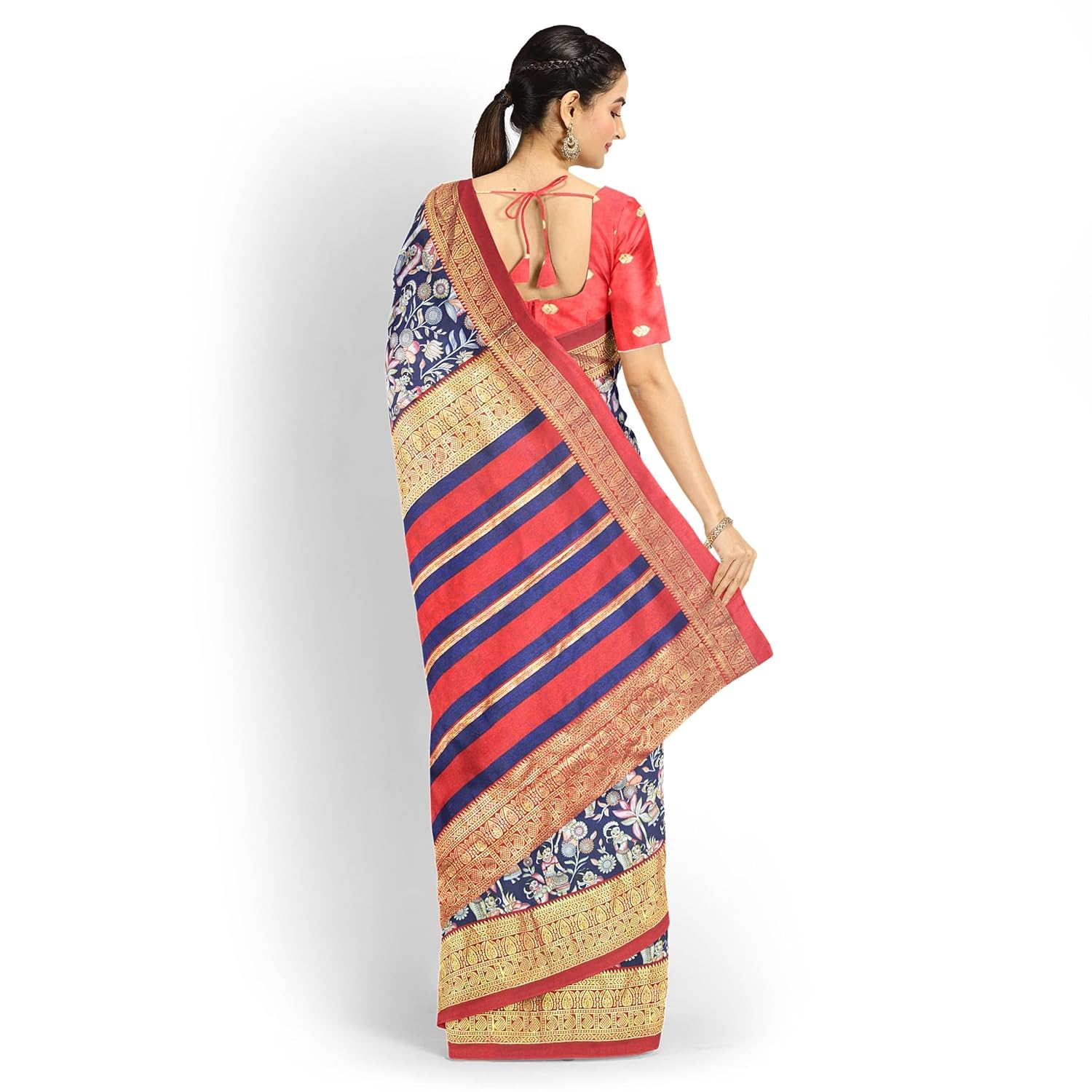 Hira Silk Chiffon and South Cotton Saree with Unstitched Blouse for Women - Pack of 2