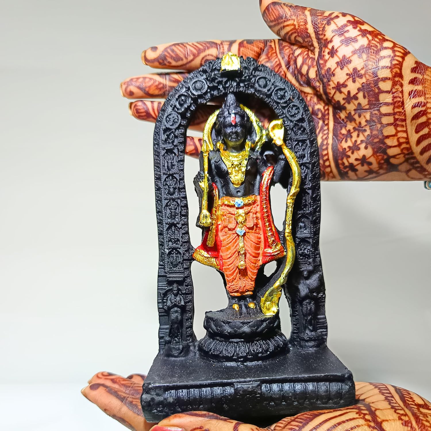 santarms Marble Stone Ram Lala, Lalla Idol 3D Statute for Home Decor, Exact Copy Ram Lala Murti Ayodhya Ram Lala Darbar Mandir Model