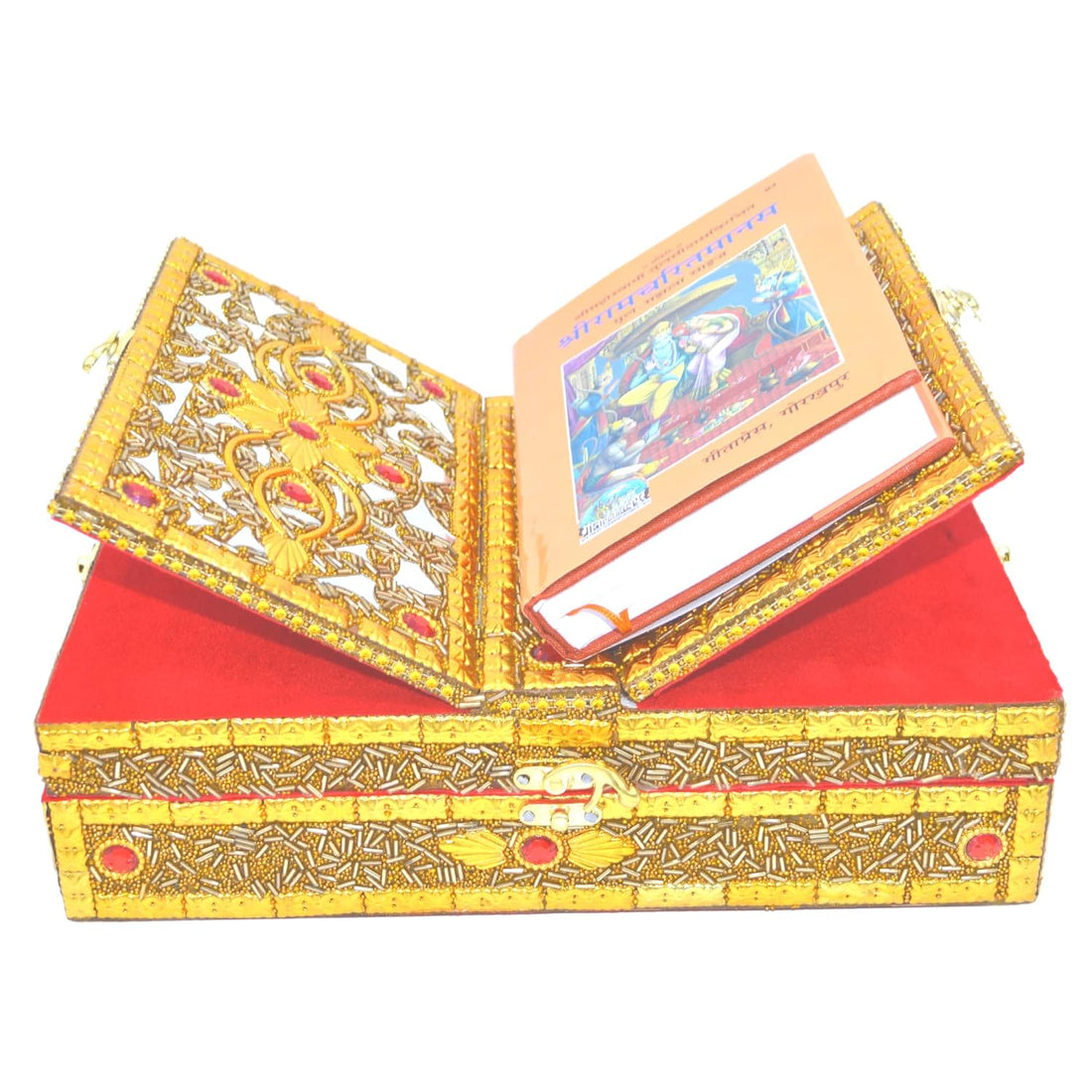 Santarms Wooden for Reading - ramcharitmanas Box Stand Fordable bhagwat Geeta Stand Box | Book Stand Pooja ramcharitmanas Ramayan Holder Gita Ramayanam Book with Stand ramcharitmanas Box