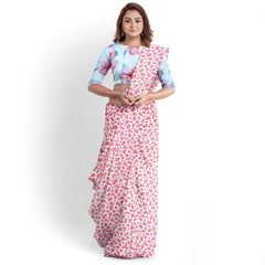 Hira Silk Organza Saree for Women,Printed Shiny Sari with Unstitched Blouse Piece
