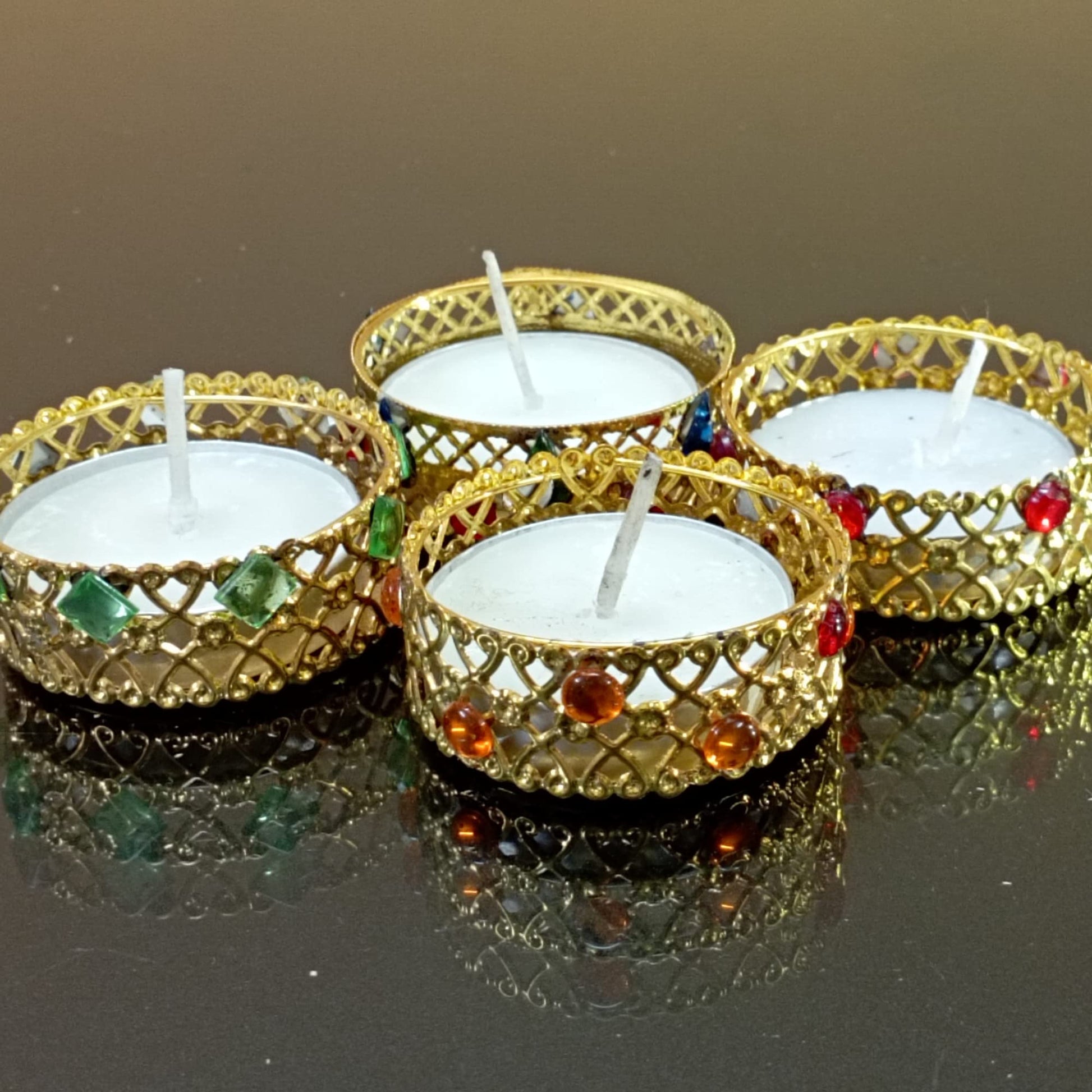 Santarms Illuminate Your Festivities with Santarms Tea Lights Candles: Exquisite Diwali Home Decoration, Handmade Designer Tealight Candle Holder Set for Puja, Weddings, Christmas