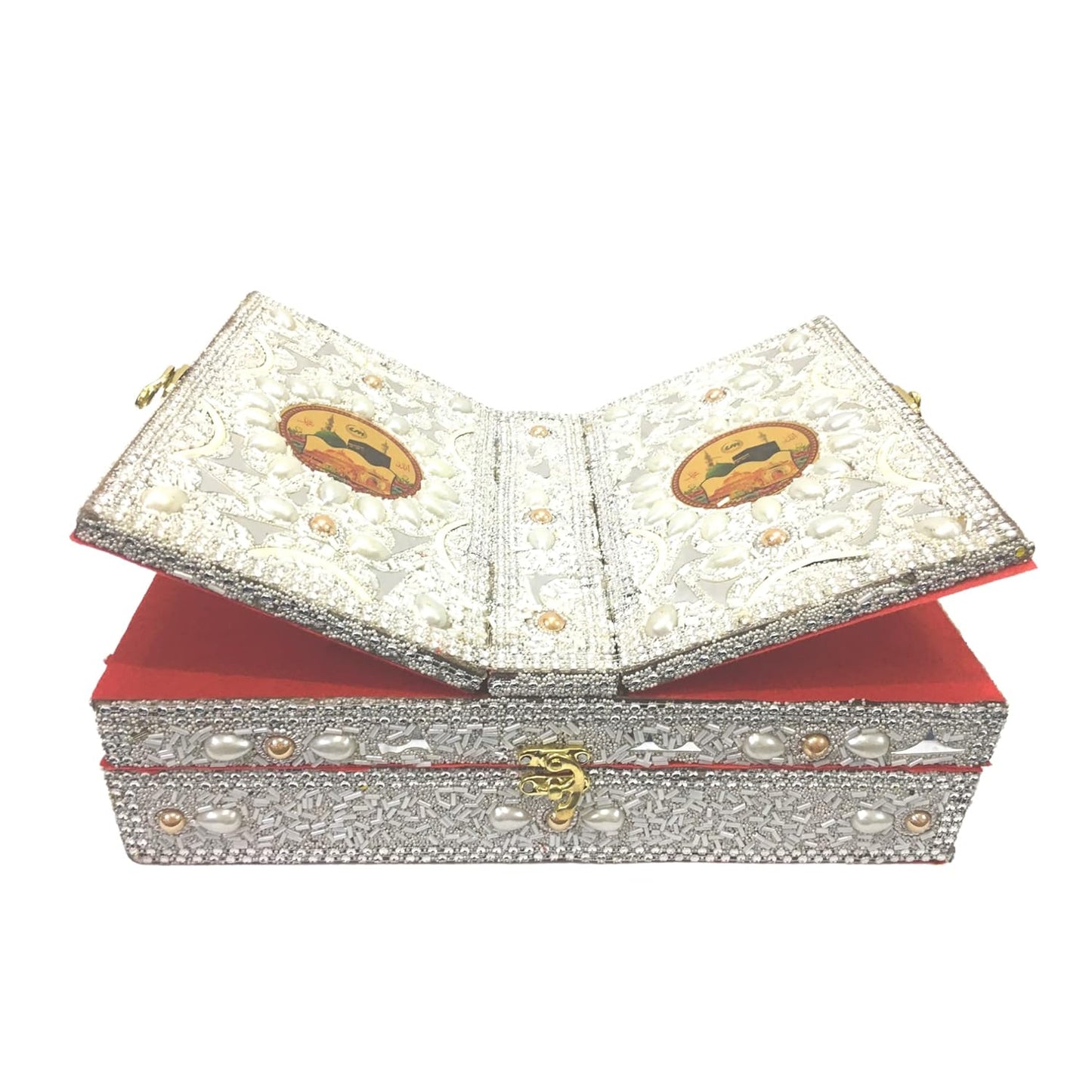 santarms Handmade Holy Quran Box with Rehal Stand for Reading Holy Quran Sharif Pak, Perfect for Wedding Gift